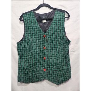 Vintage Carole Little Christmas Holiday Button Up Granny Cottagecore‎ Vest Large